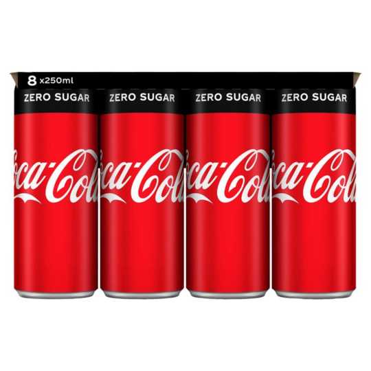 Coop Coca-Cola Zero sugar 8 x 250 ml aanbieding