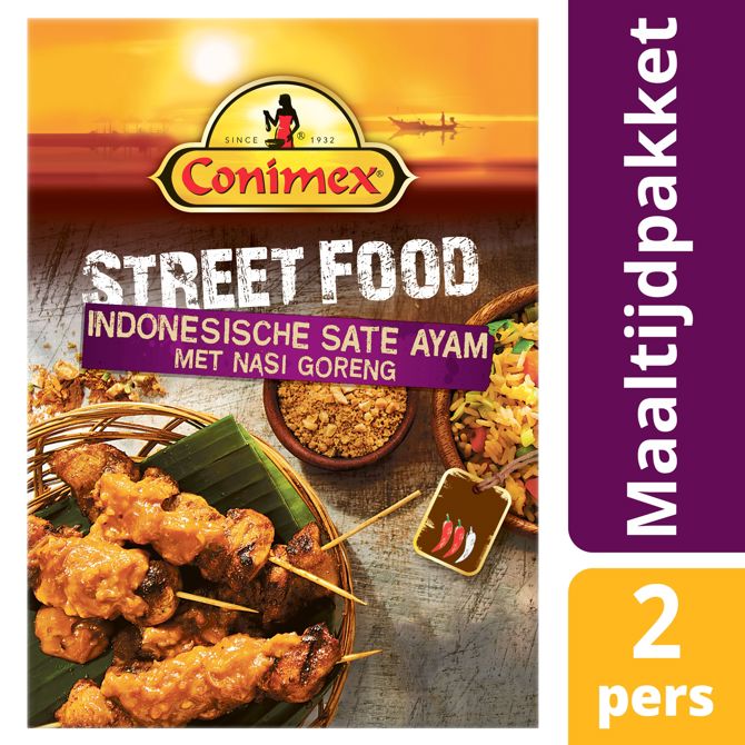 Conimex Indonesische saté ayam met nasi goreng StreetFood Maaltijdpakket online bestellen Coop nl